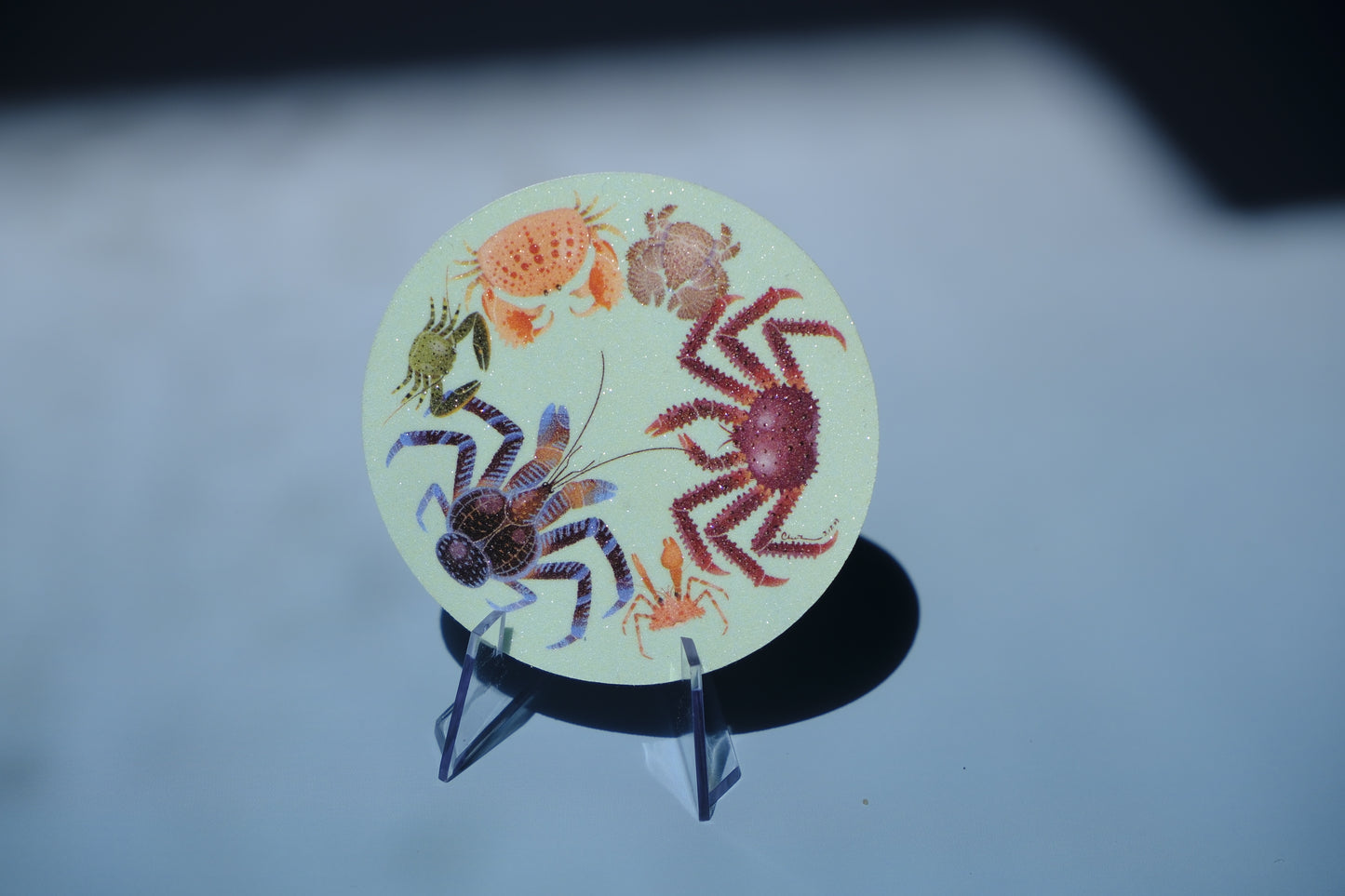 Carcinisation waterproof glittery sticker