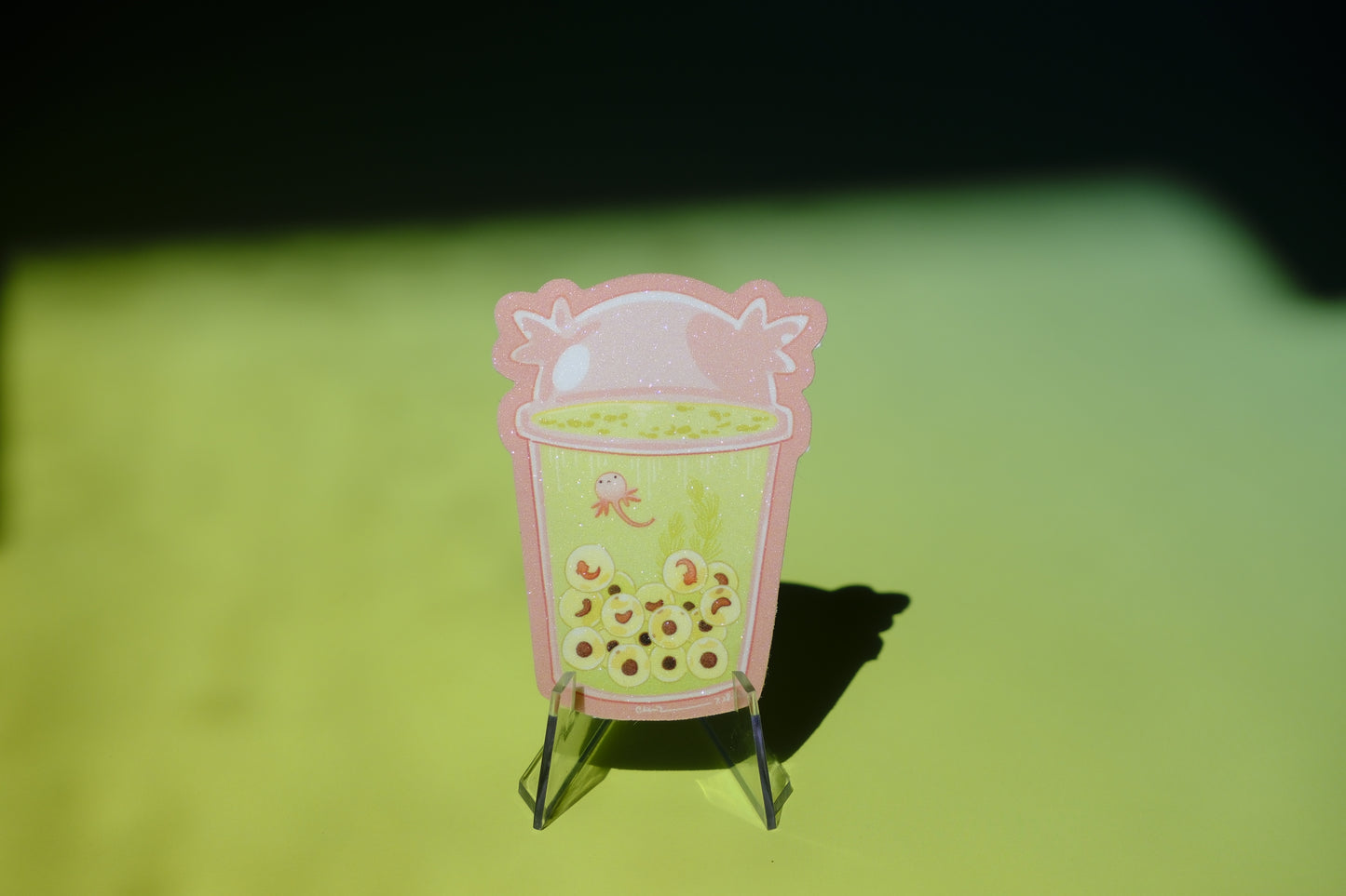 Axolotl boba waterproof glittery sticker