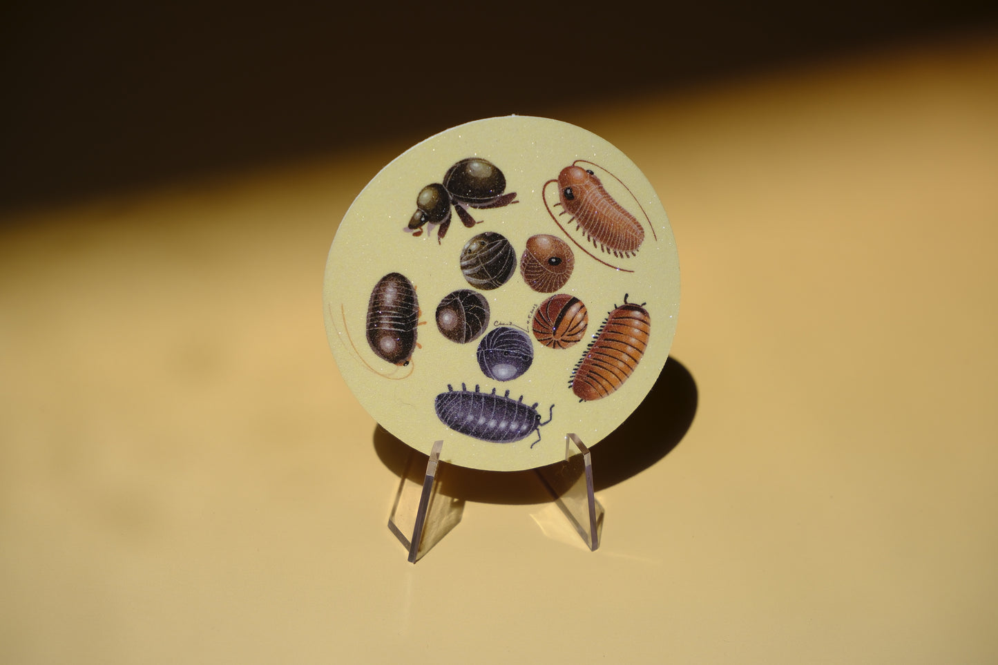 Roly-poly arthropods waterproof glittery sticker