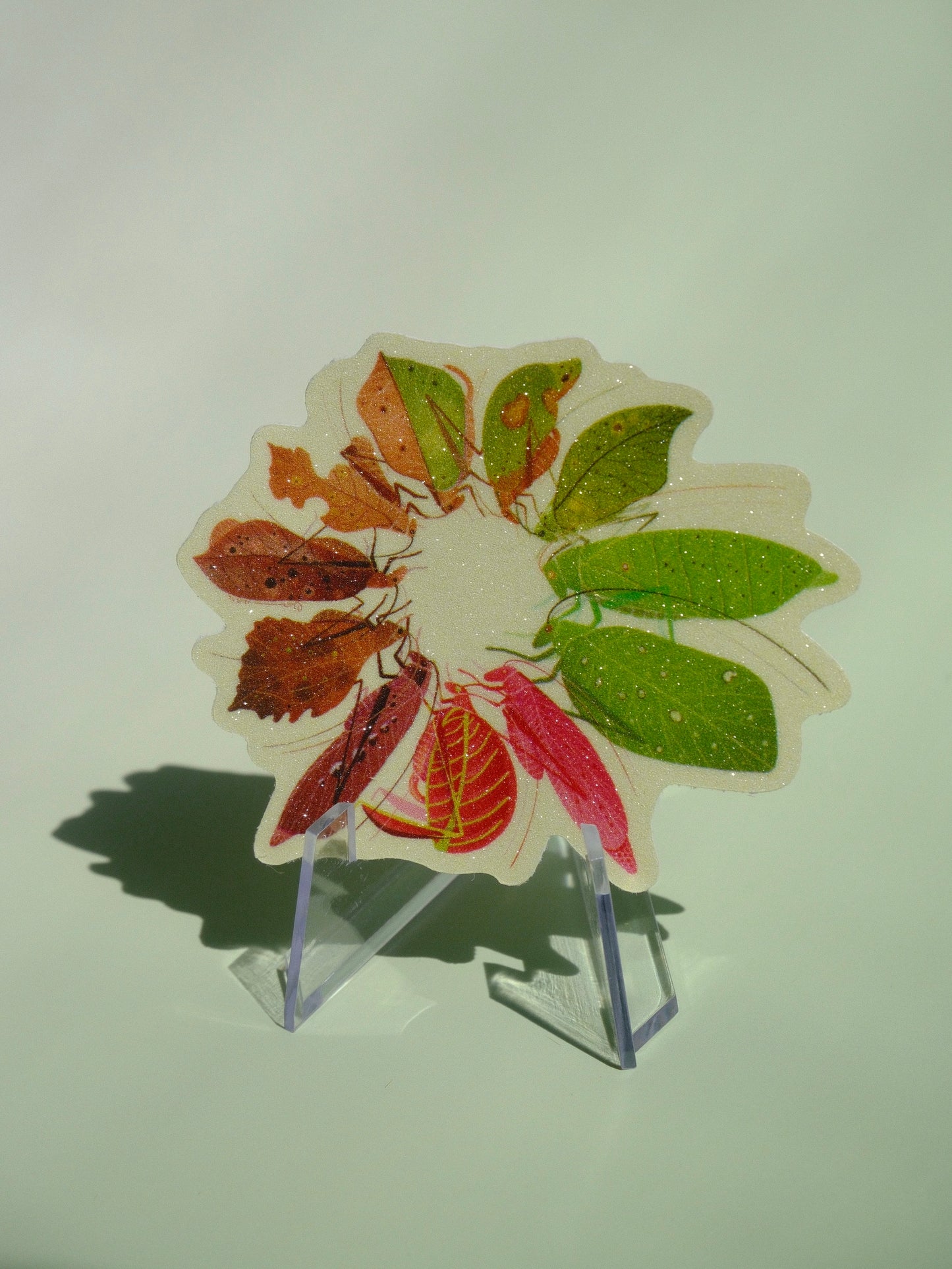 Katydid ring waterproof glittery sticker