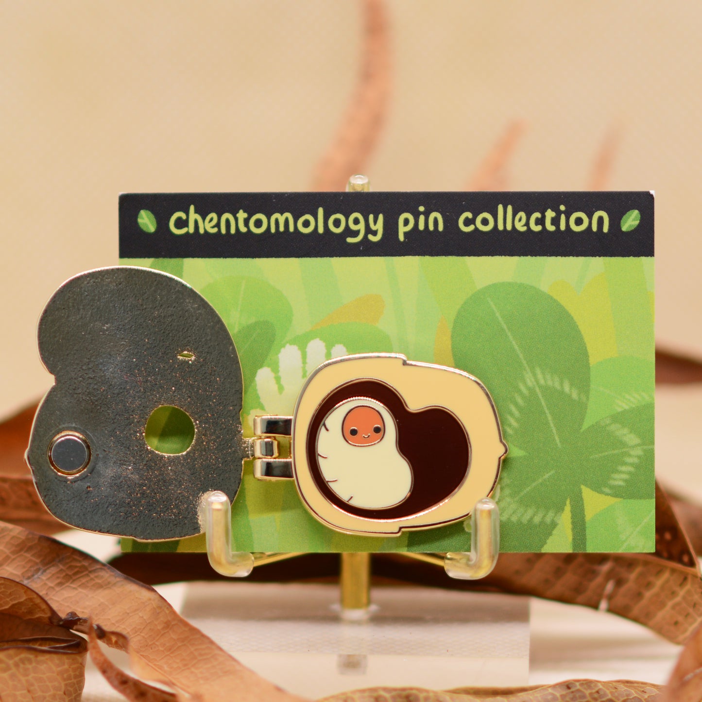 Acorn weevil flip-open hinged enamel pin 1.5"