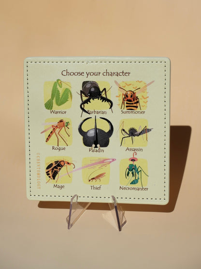 DND bugs leather coaster