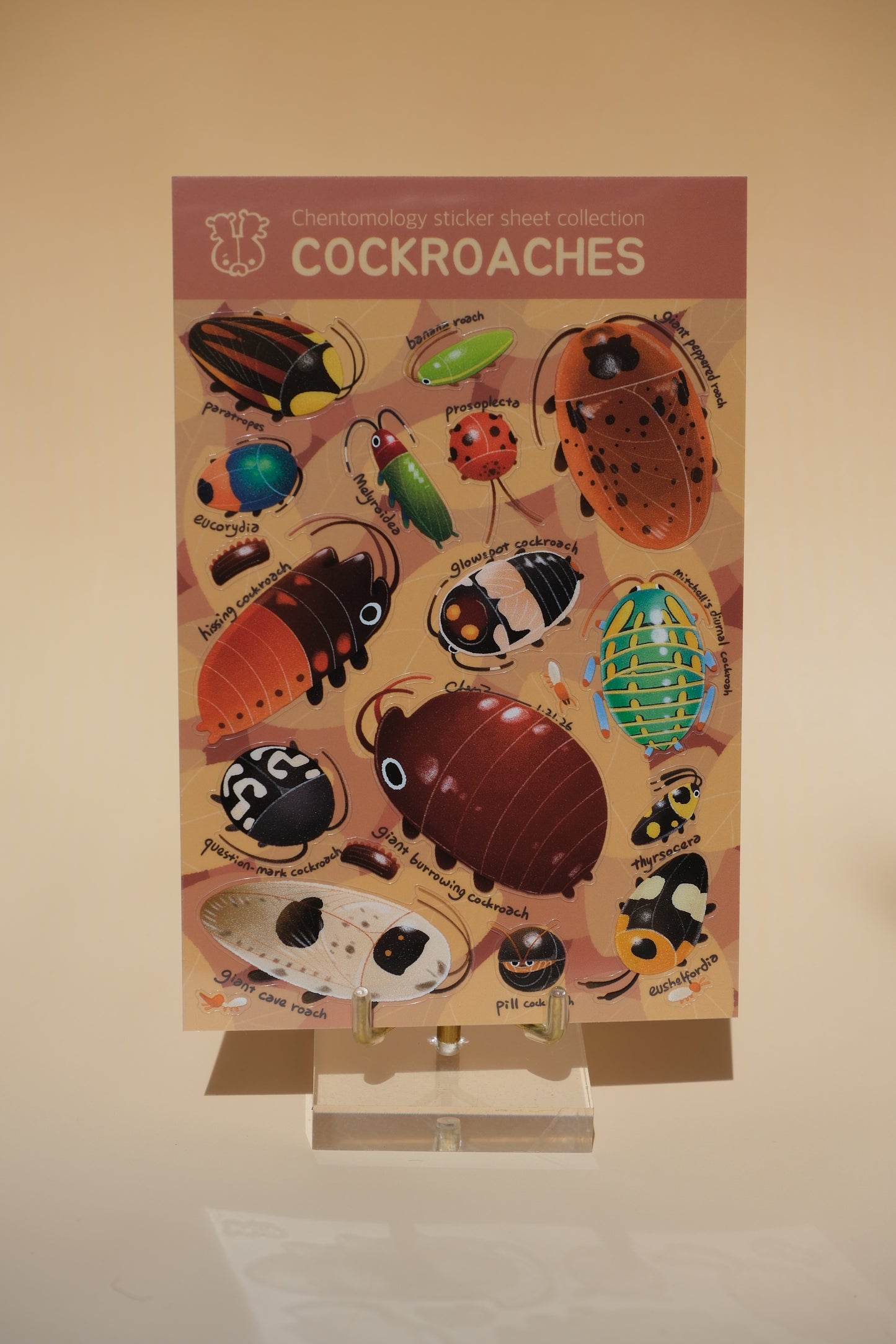 Transparent sticker sheet - Cockroaches