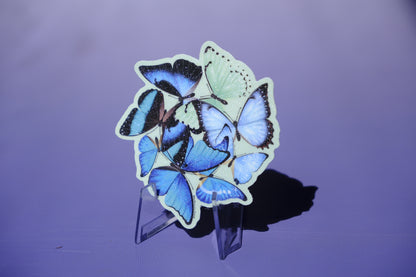 Morpho butterfly waterproof glittery sticker