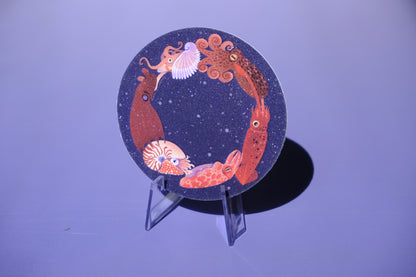 Cephalopods waterproof glittery sticker