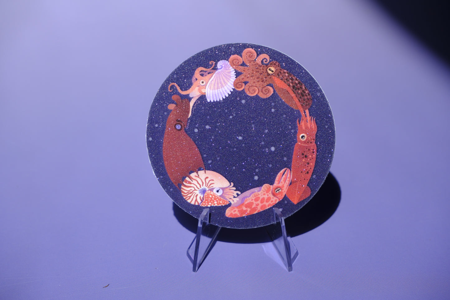 Cephalopods waterproof glittery sticker