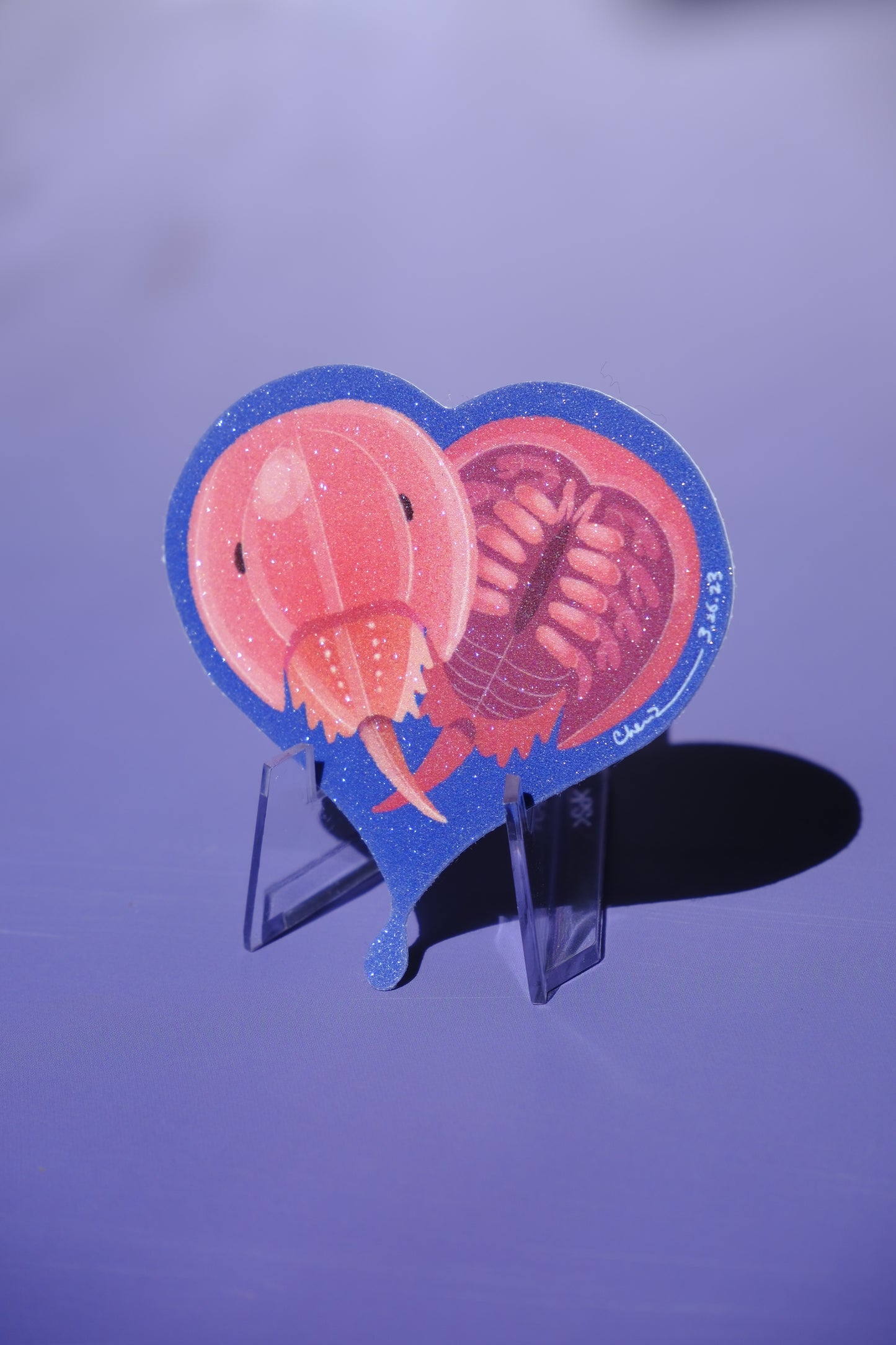 Horseshoe crabs waterproof glittery sticker