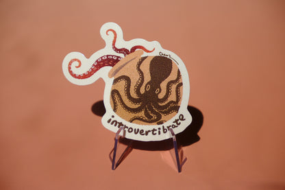 Introvertibrate octopus waterproof glossy sticker