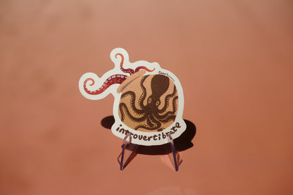 Introvertibrate octopus waterproof glossy sticker