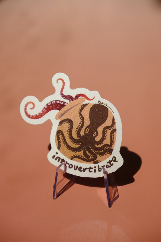 Introvertibrate octopus waterproof glossy sticker