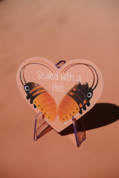 Sealed with a hiss waterproof glittery sticker