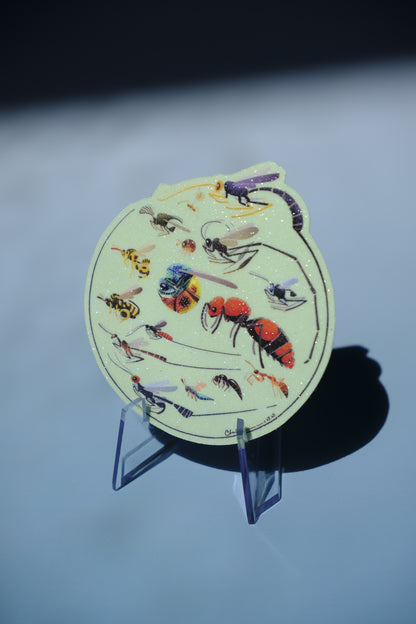 Parasitoid wasps waterproof glittery sticker