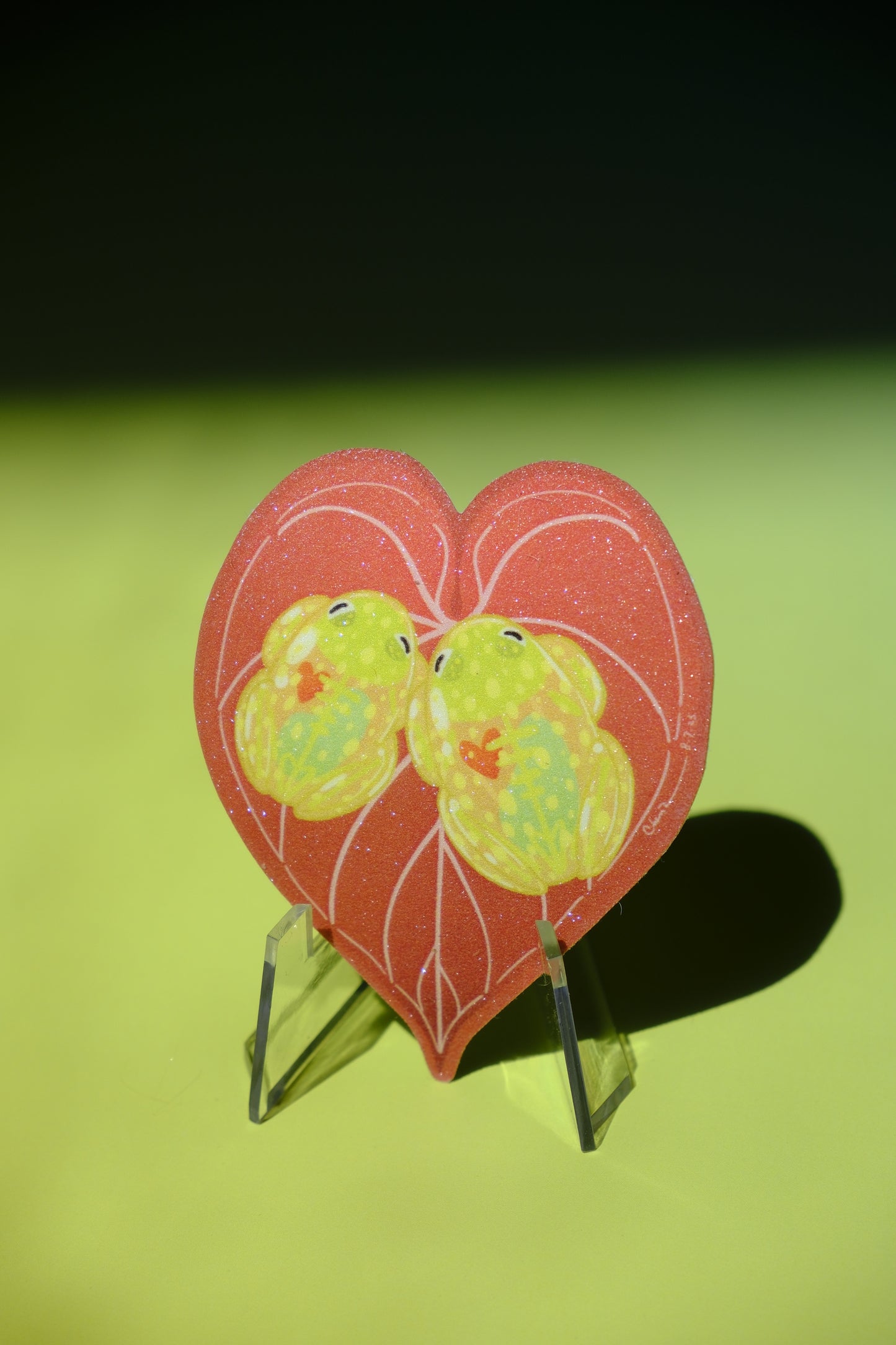 Glass frog waterproof glittery sticker