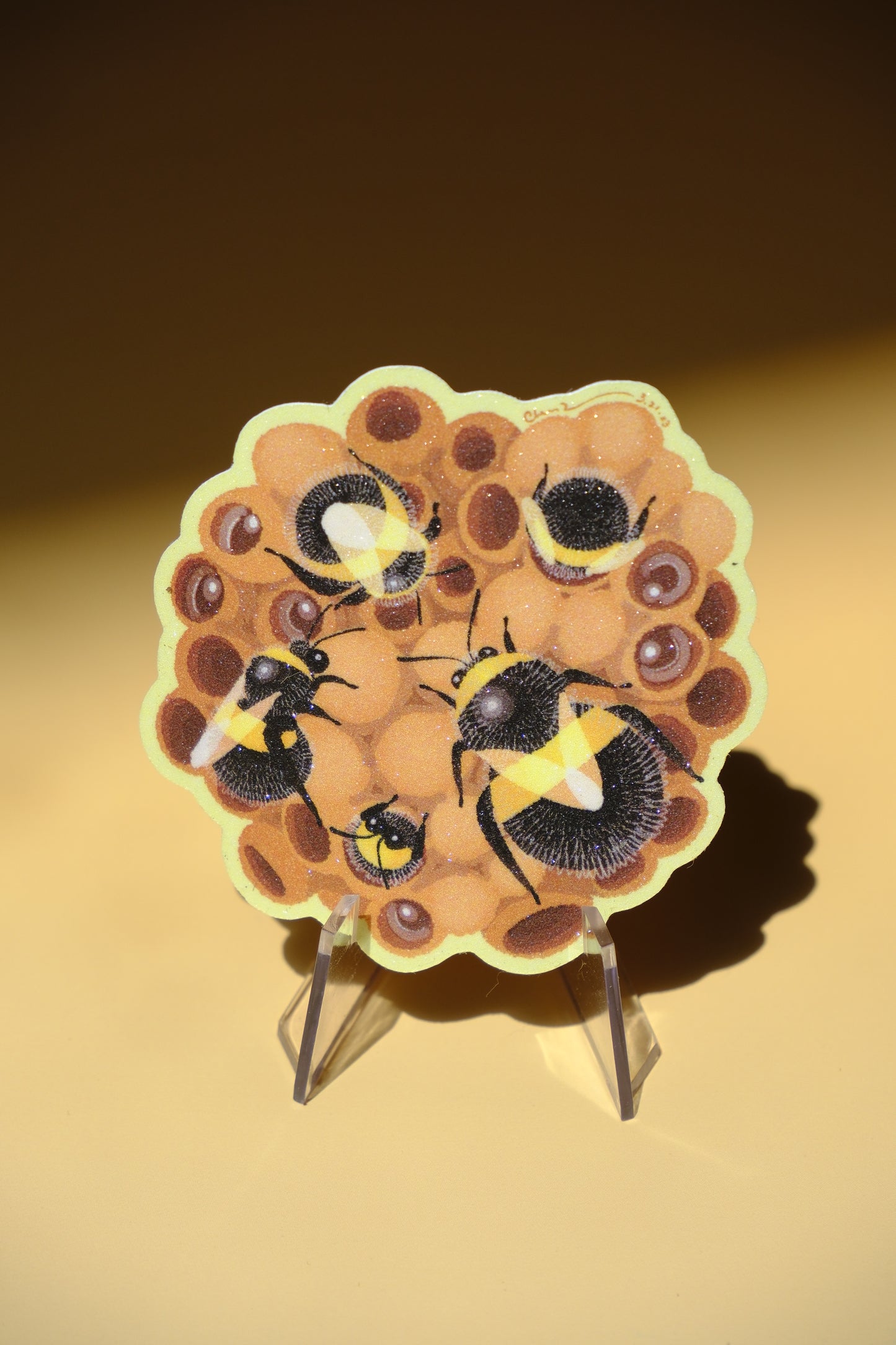 Bumble bee waterproof glittery sticker