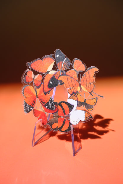 Red butterflies waterproof transparent sticker