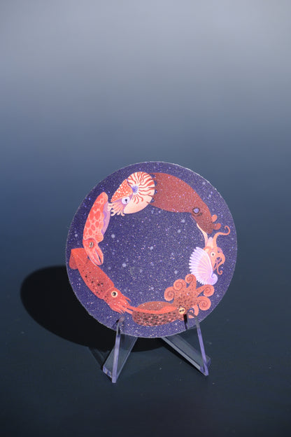 Cephalopods waterproof glittery sticker