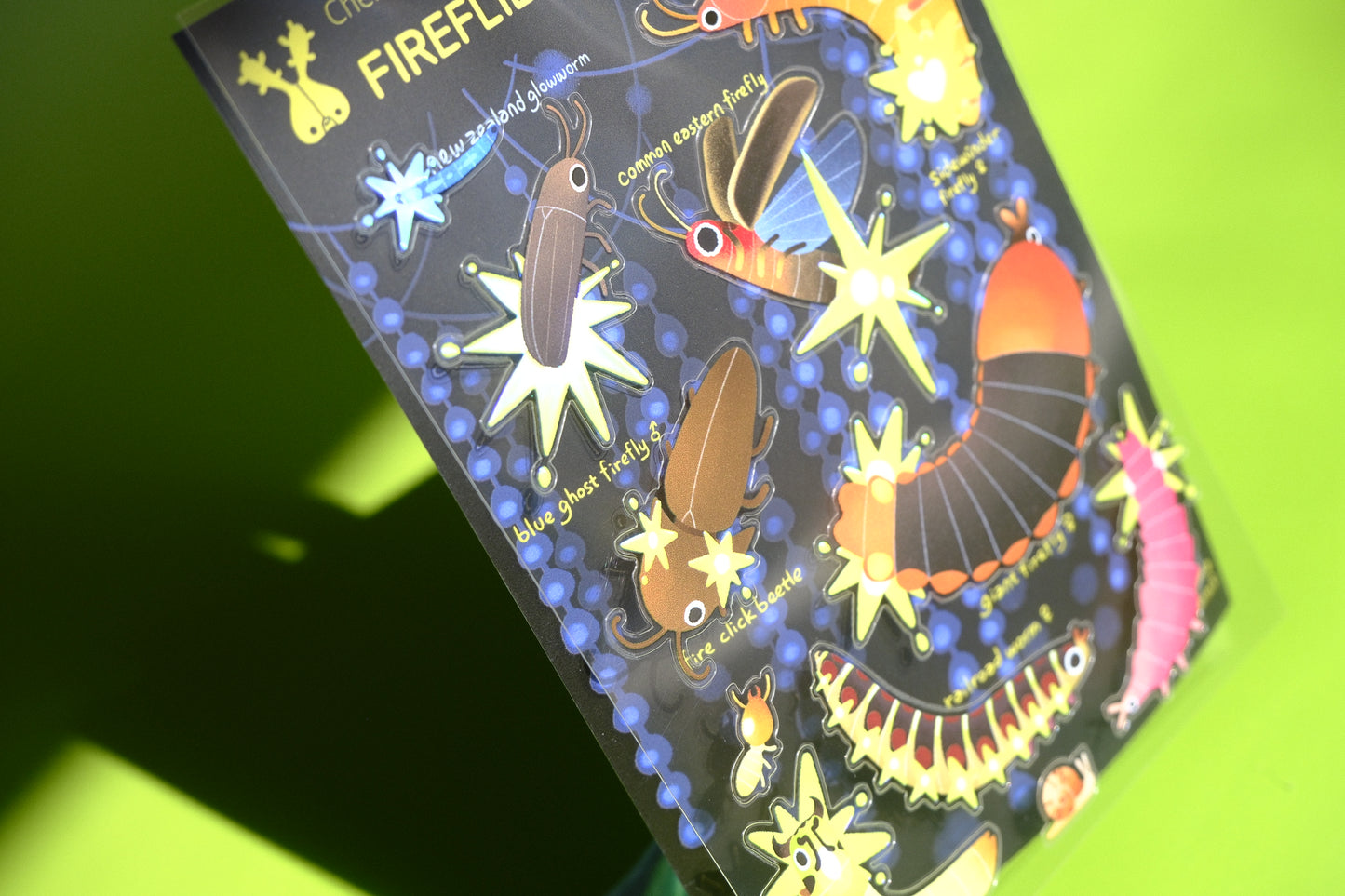 Transparent sticker sheet - Fireflies & glowworms