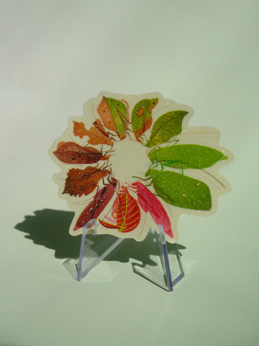 Katydid ring waterproof glittery sticker