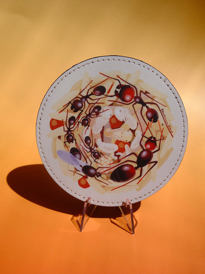 Ant leather coaster set 4 options