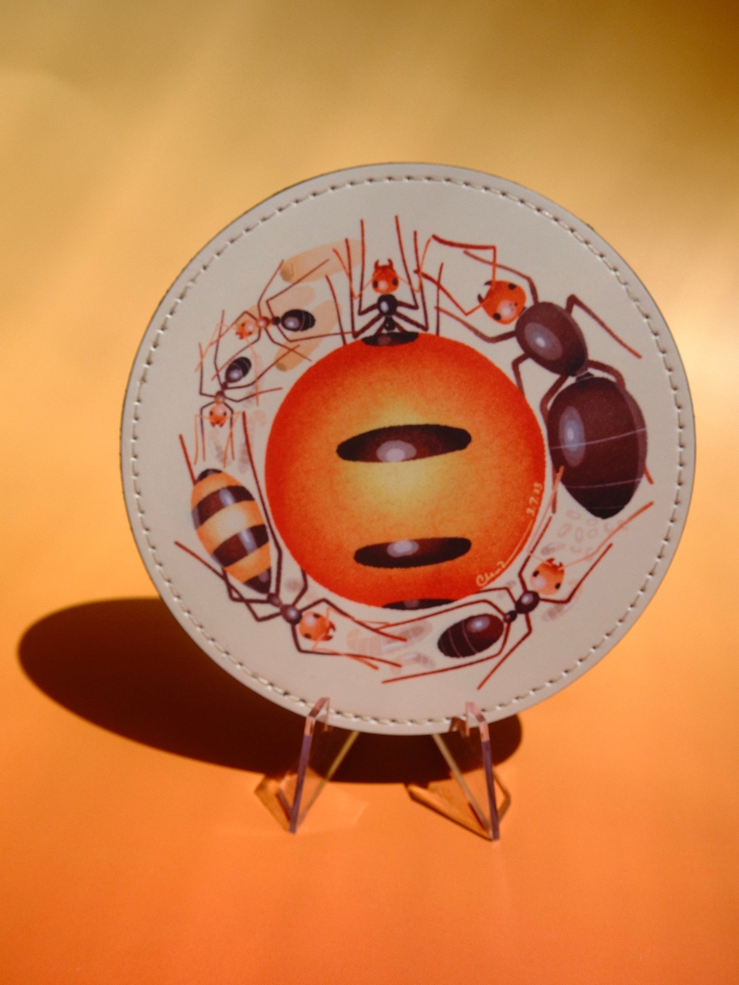 Ant leather coaster set 4 options