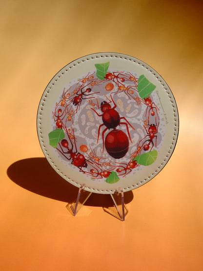 Ant leather coaster set 4 options