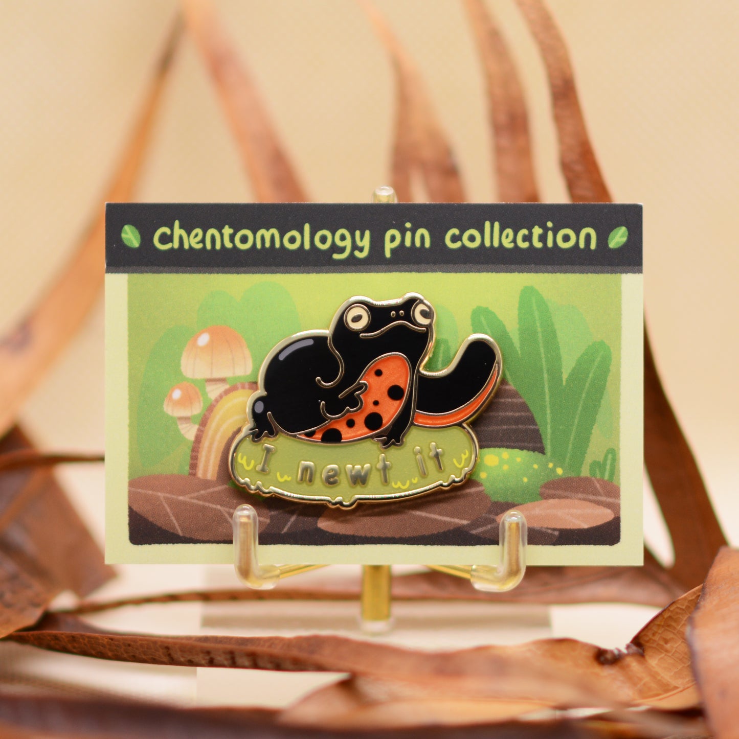 "I toad U" & "I newt it" enamel pin 1.5" 4 variants