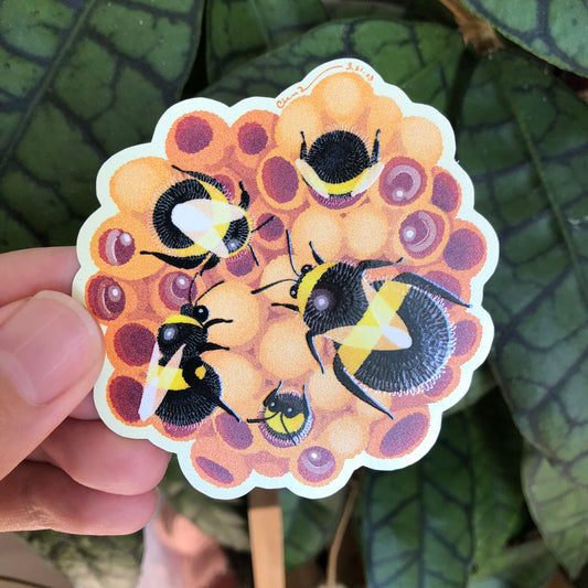 Bumble bee nest emboss waterproof sticker