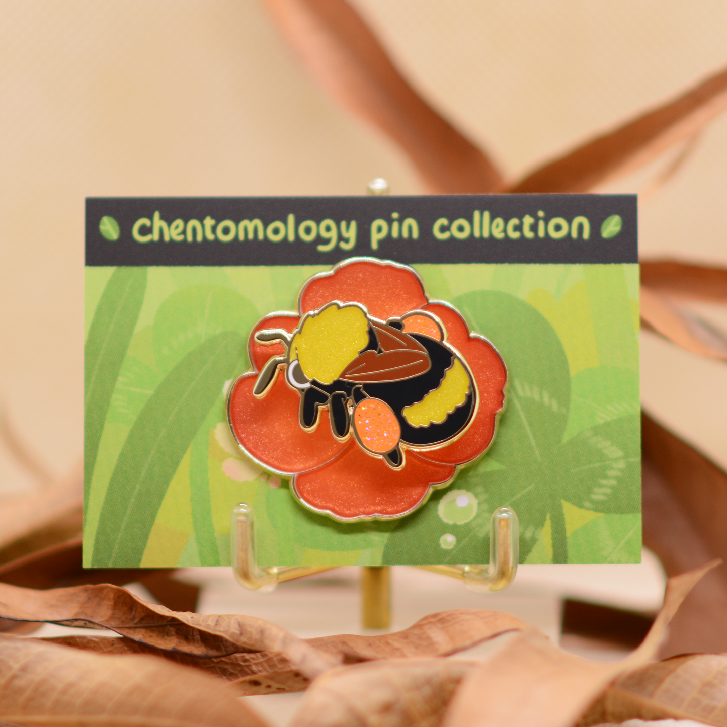 Bumble bee 2-layer bouncy enamel pin 1.5" - 2 variants
