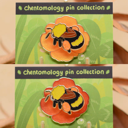 Bumble bee 2-layer bouncy enamel pin 1.5" - 2 variants