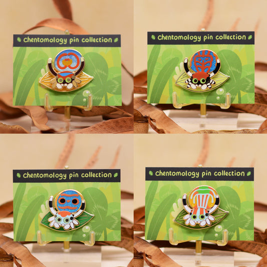 Peacock jumping spider 2-layer bouncy enamel pin 1.5" - 4 variants