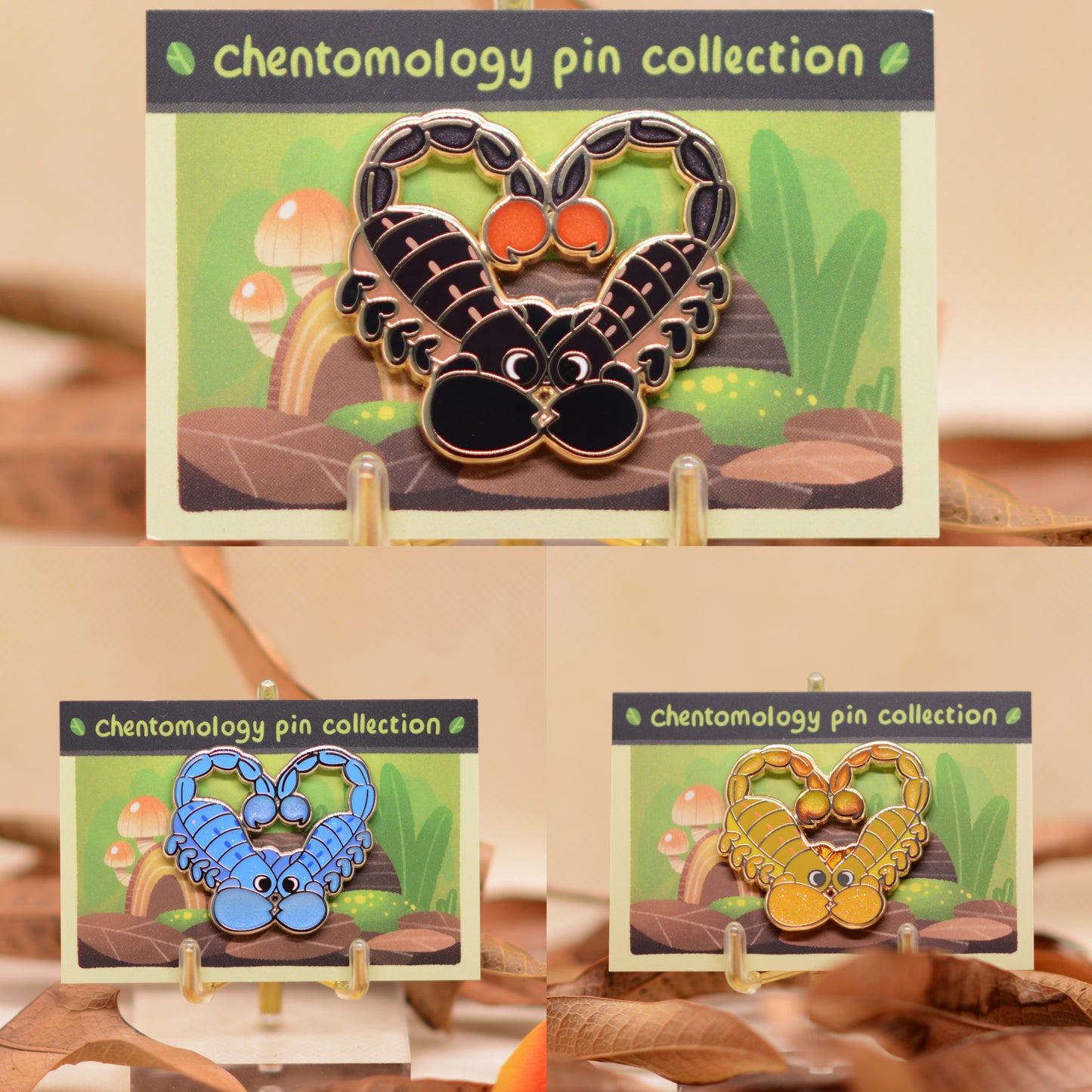 Scorpion dance enamel pin 1.5" - 3 variants